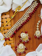 Kundan choker set with teeka