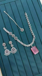 American diamond necklace set with teeka