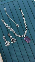 American diamond necklace set with teeka