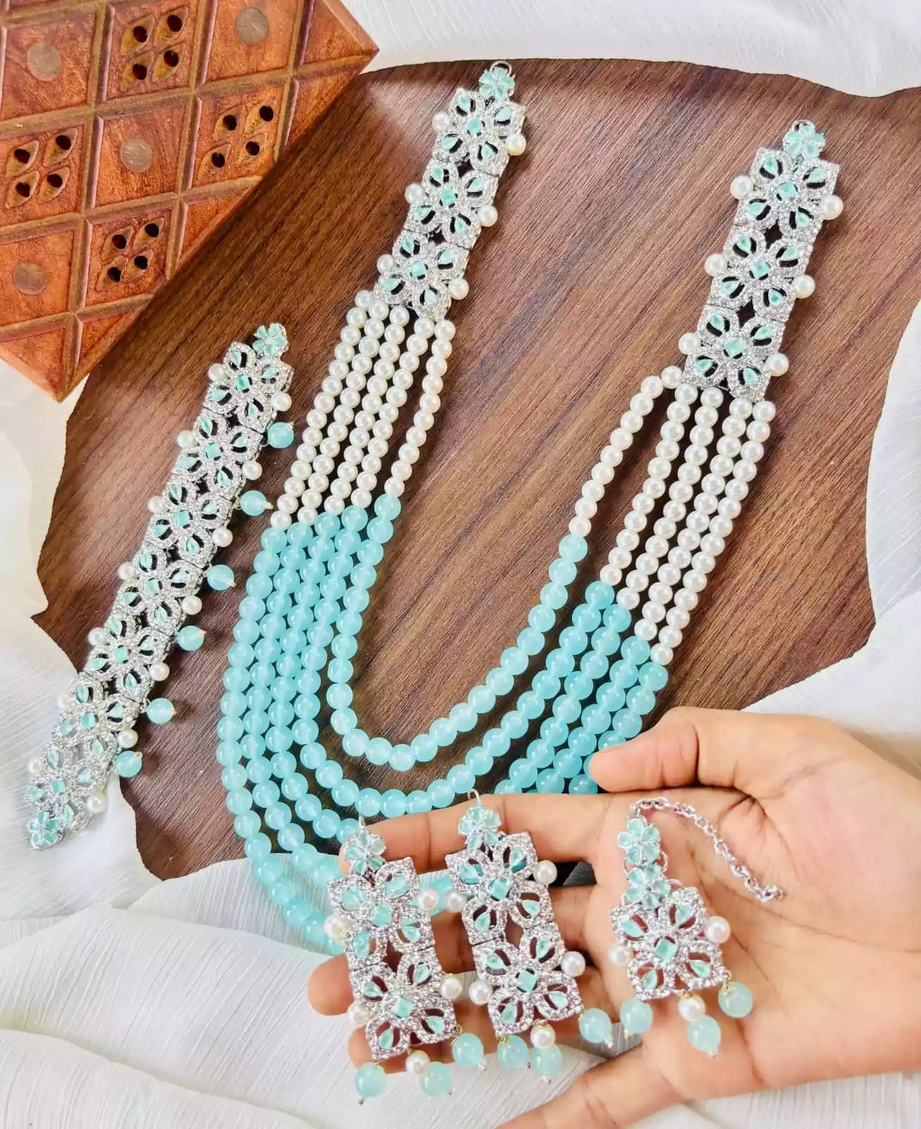 Zircon bridal set with maala