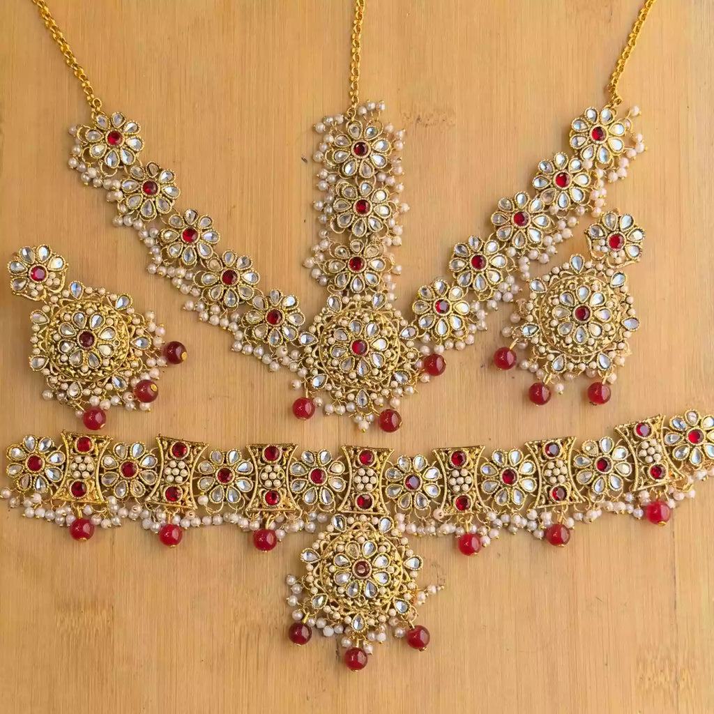 Kundan choker set with matha patti