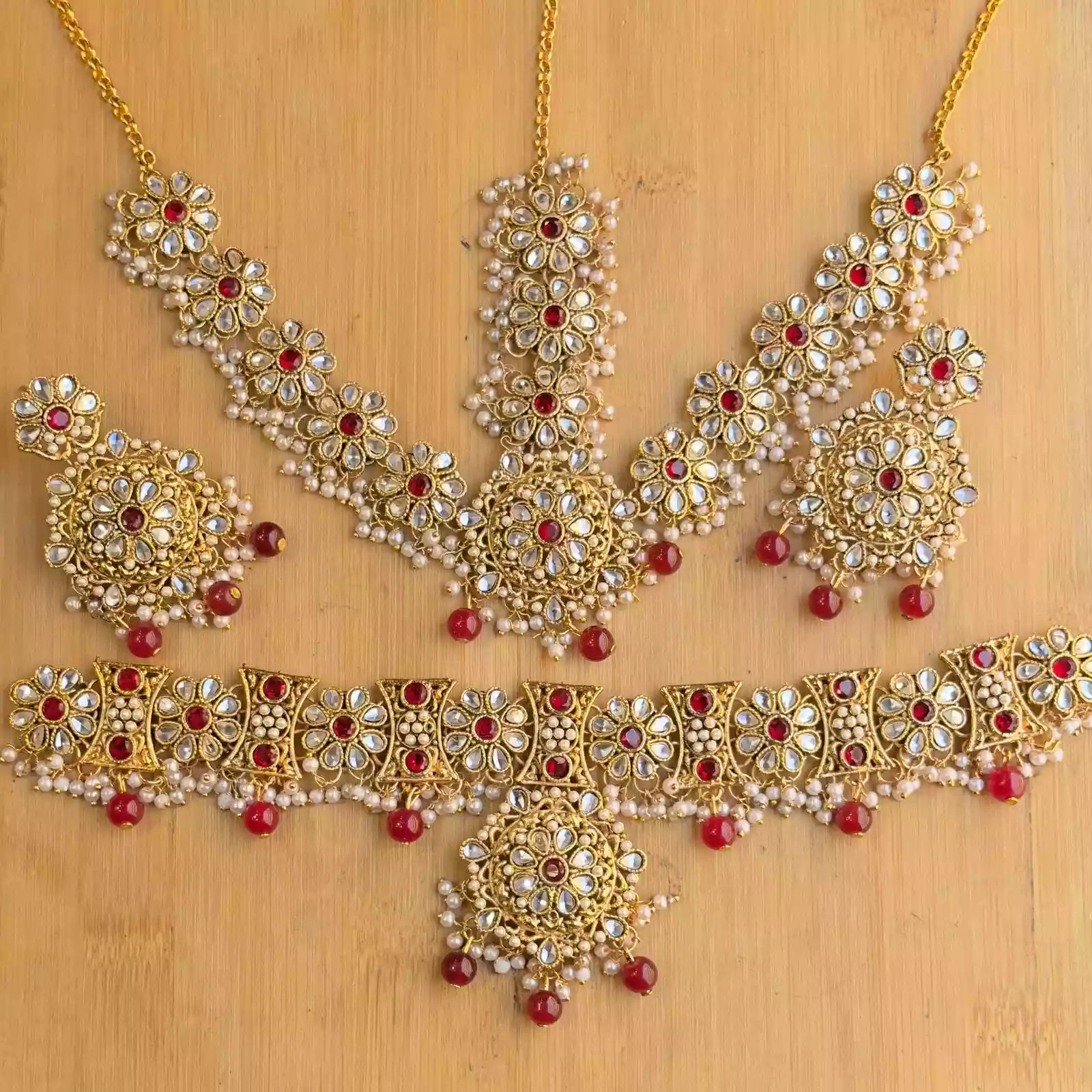 Kundan choker set with matha patti