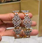 Rhodium openable bangle pair