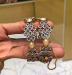 Rhodium openable bangle pair