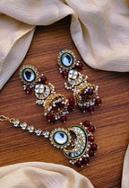 Indian kundan earrings teeka
