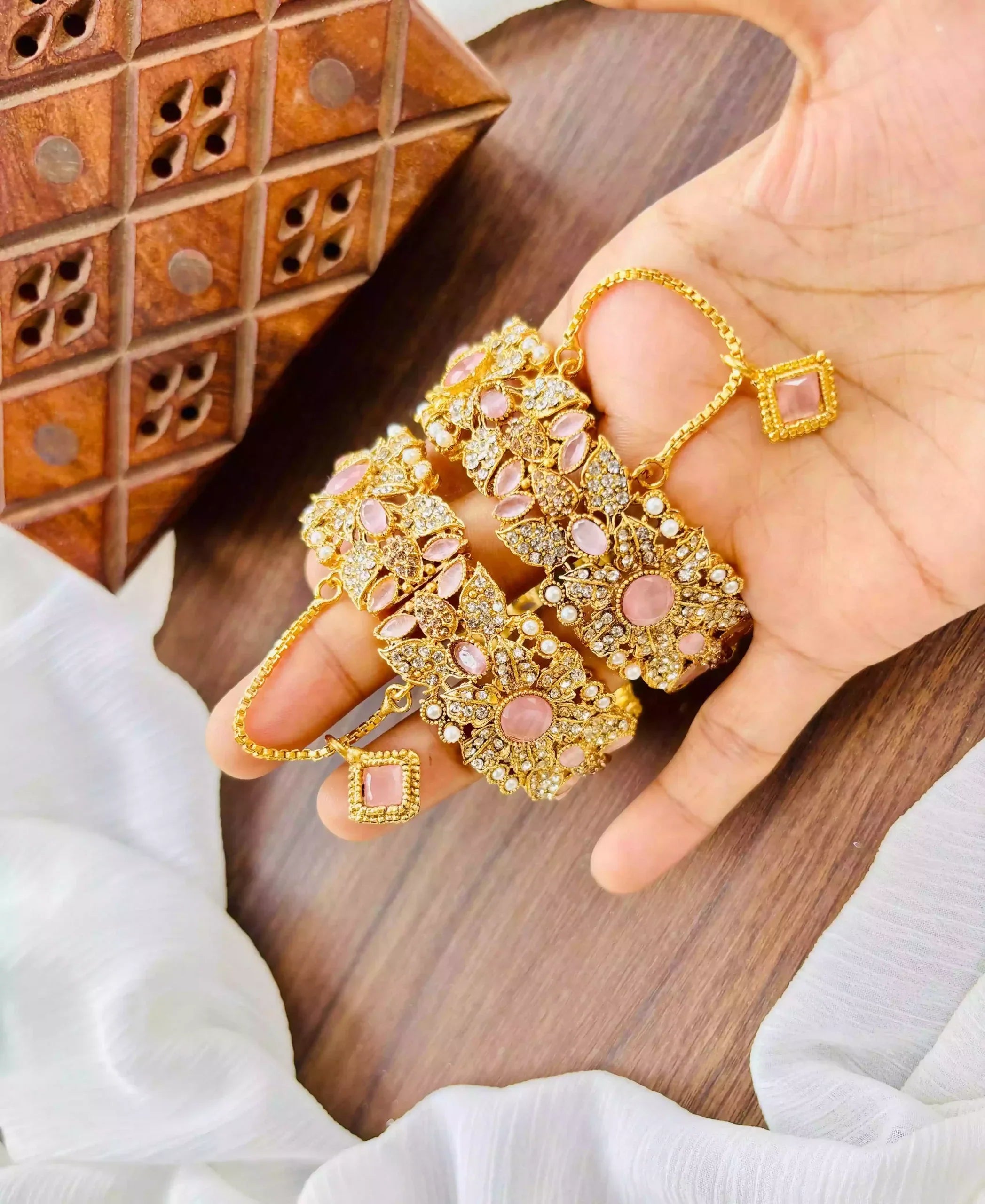 Zircon openable bangle pair