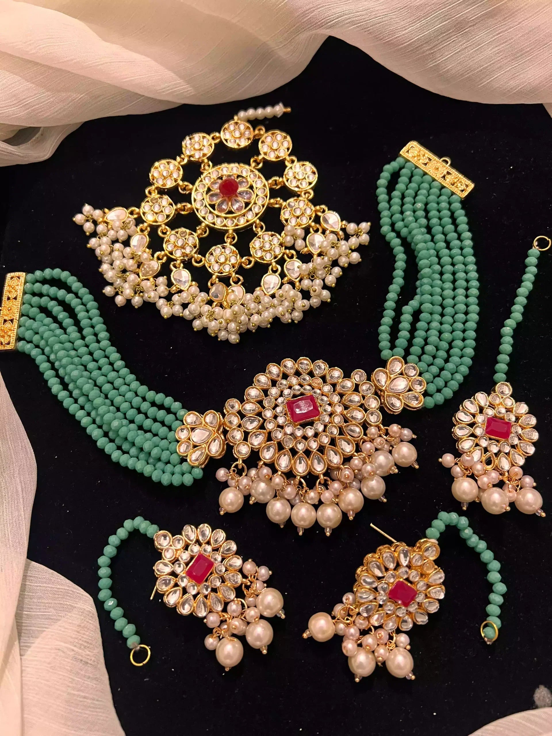 Kundan choker set with jhumar