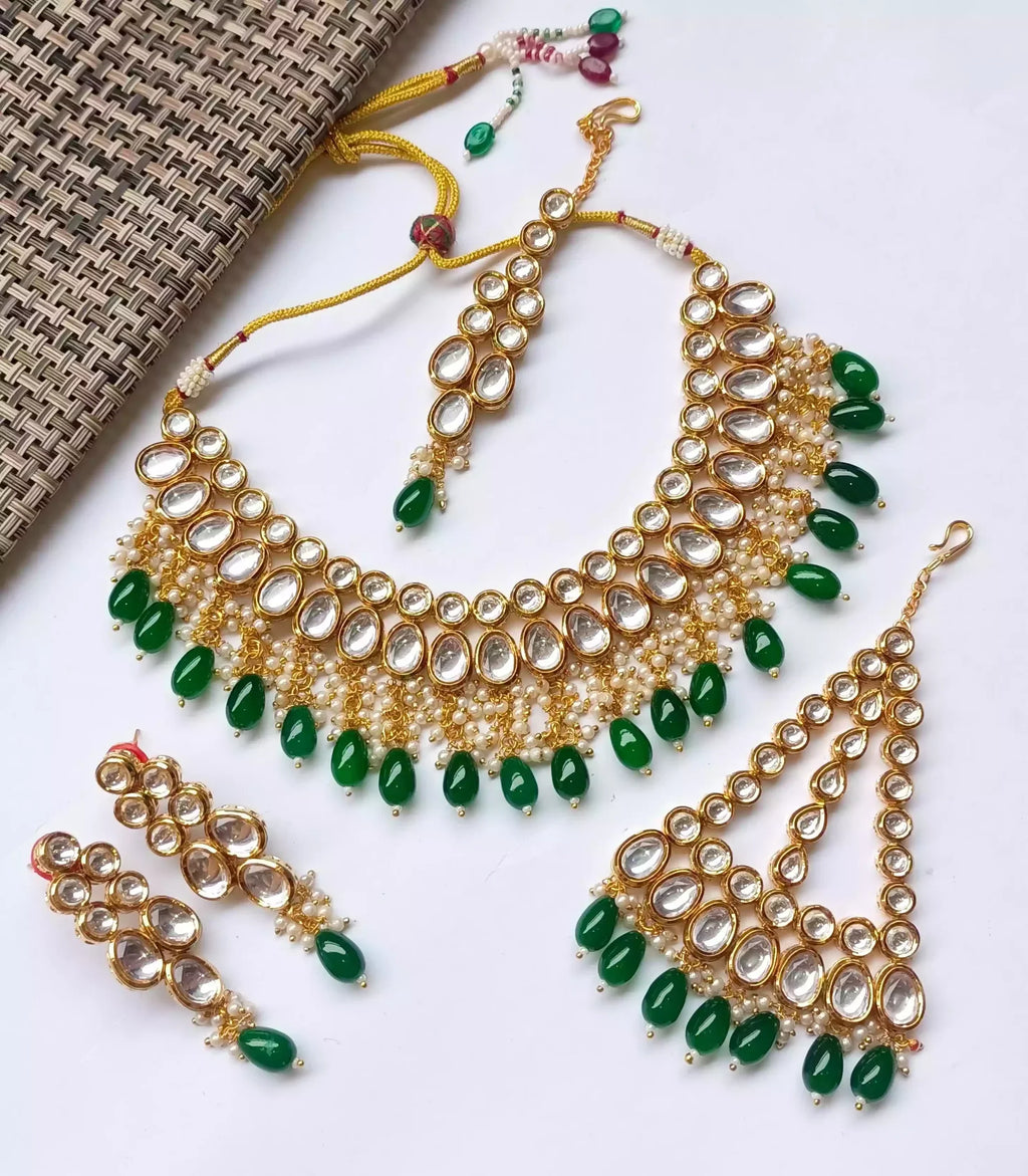 Indian kundan set with back meenakari