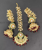 Kundan earrings teeka with saharay