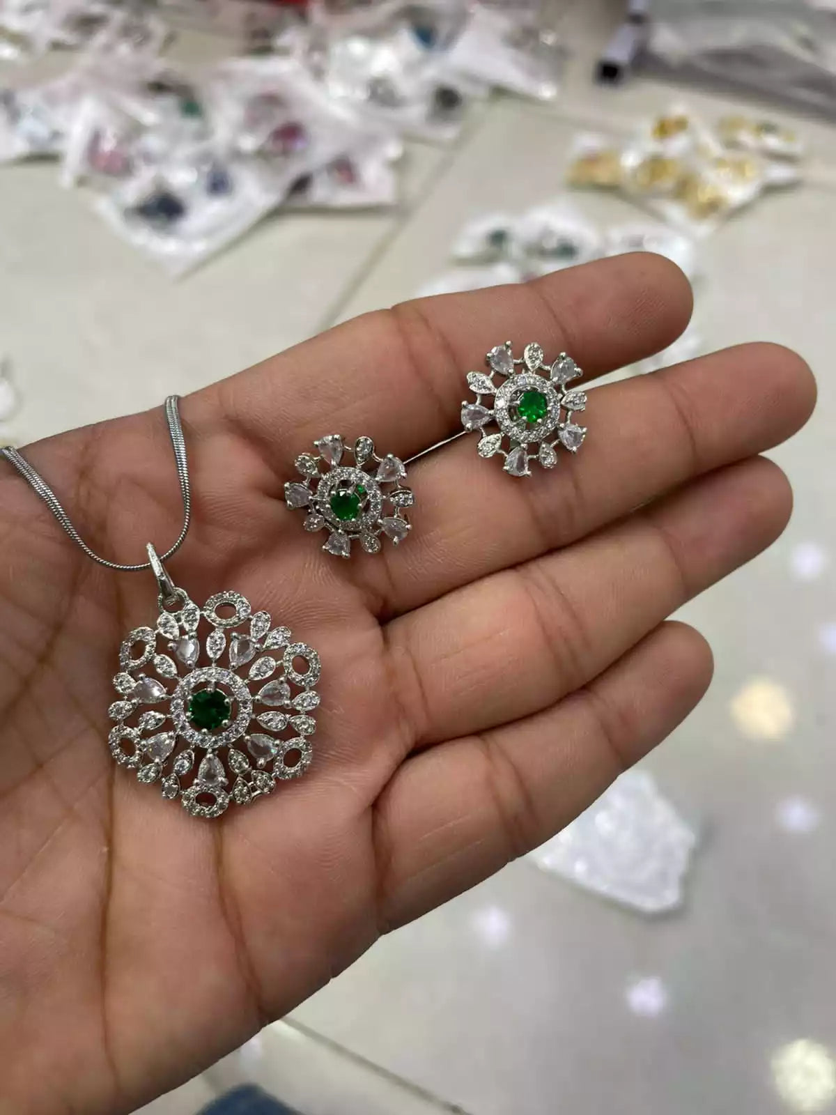 Delicate zircon pendant set
