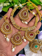 Gold plated designer necklace set