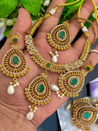Gold plated designer necklace set