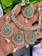 Silver plated designer necklace set