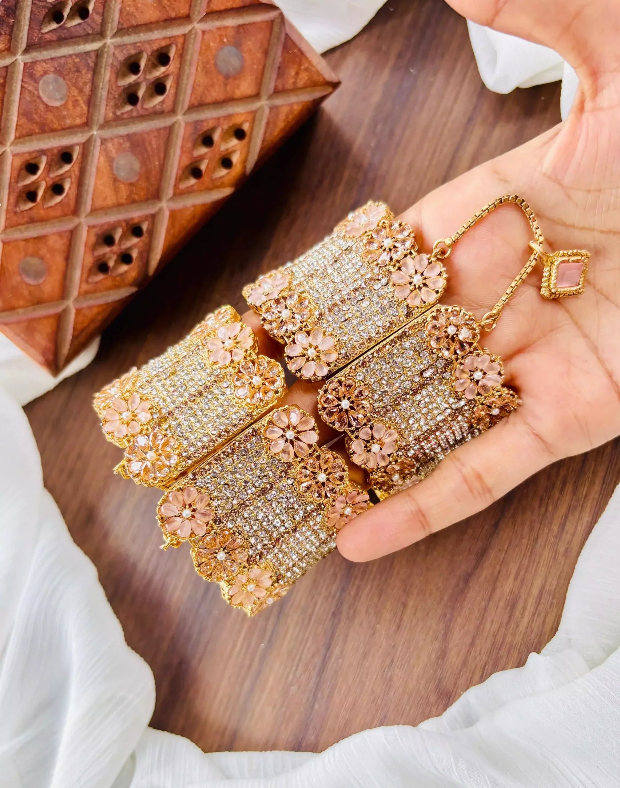 Zircon openable bangle pair