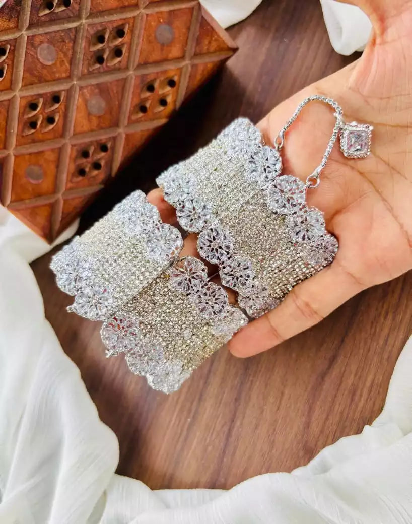 Zircon openable bangle pair