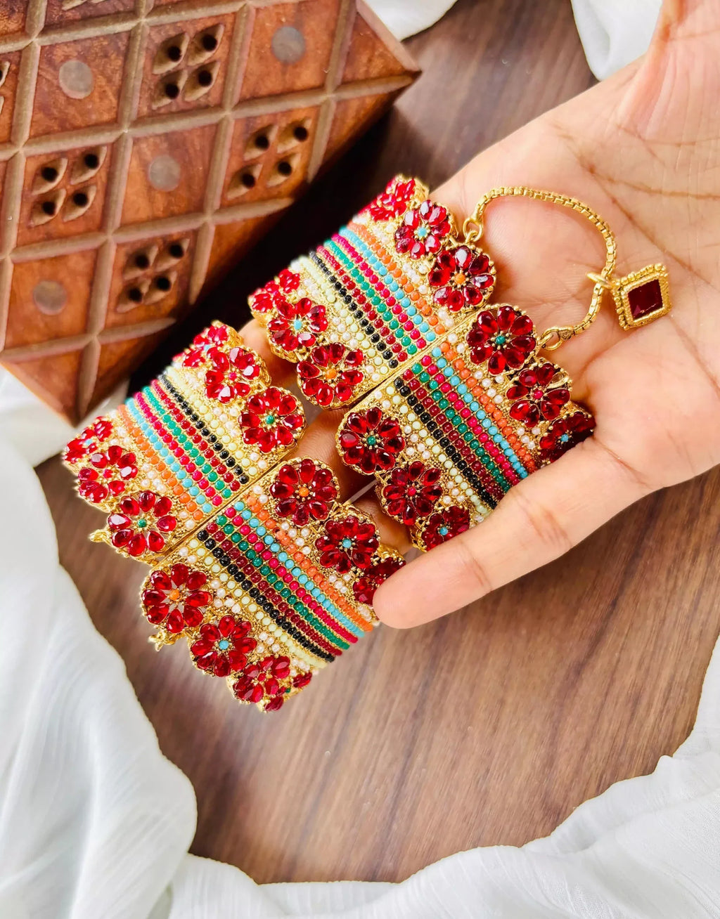 Zircon openable bangle pair