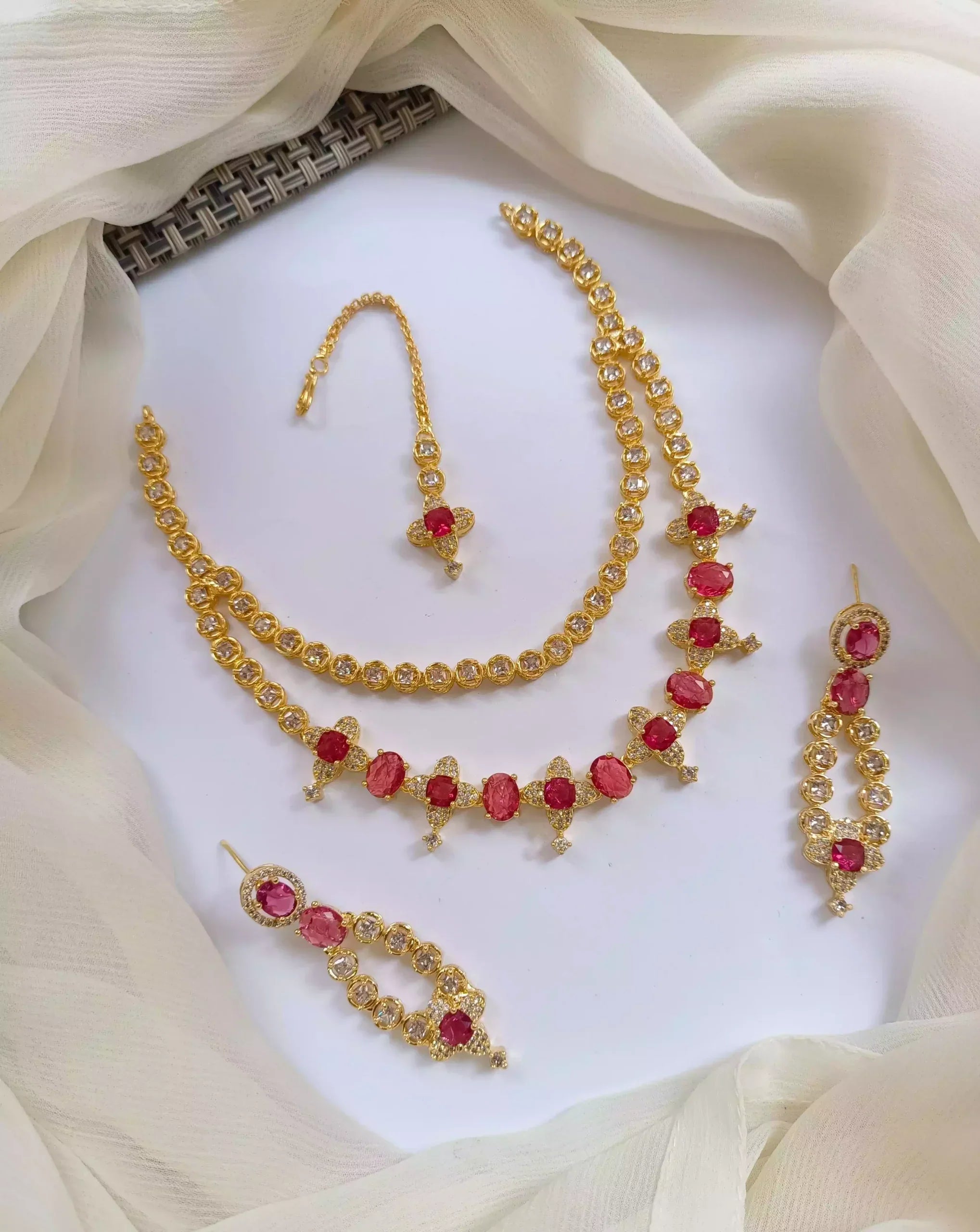 American diamond double layer set