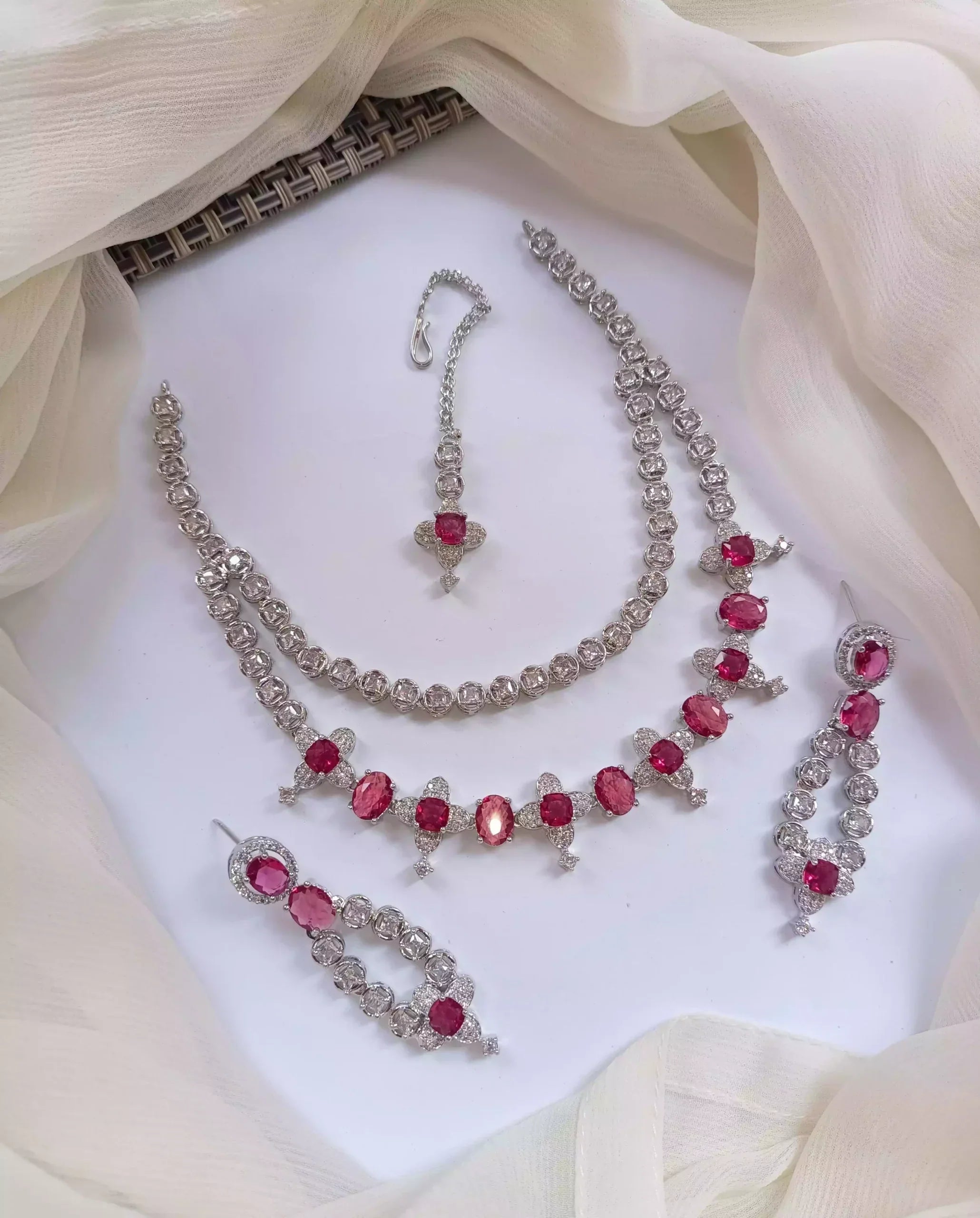American diamond double layer set