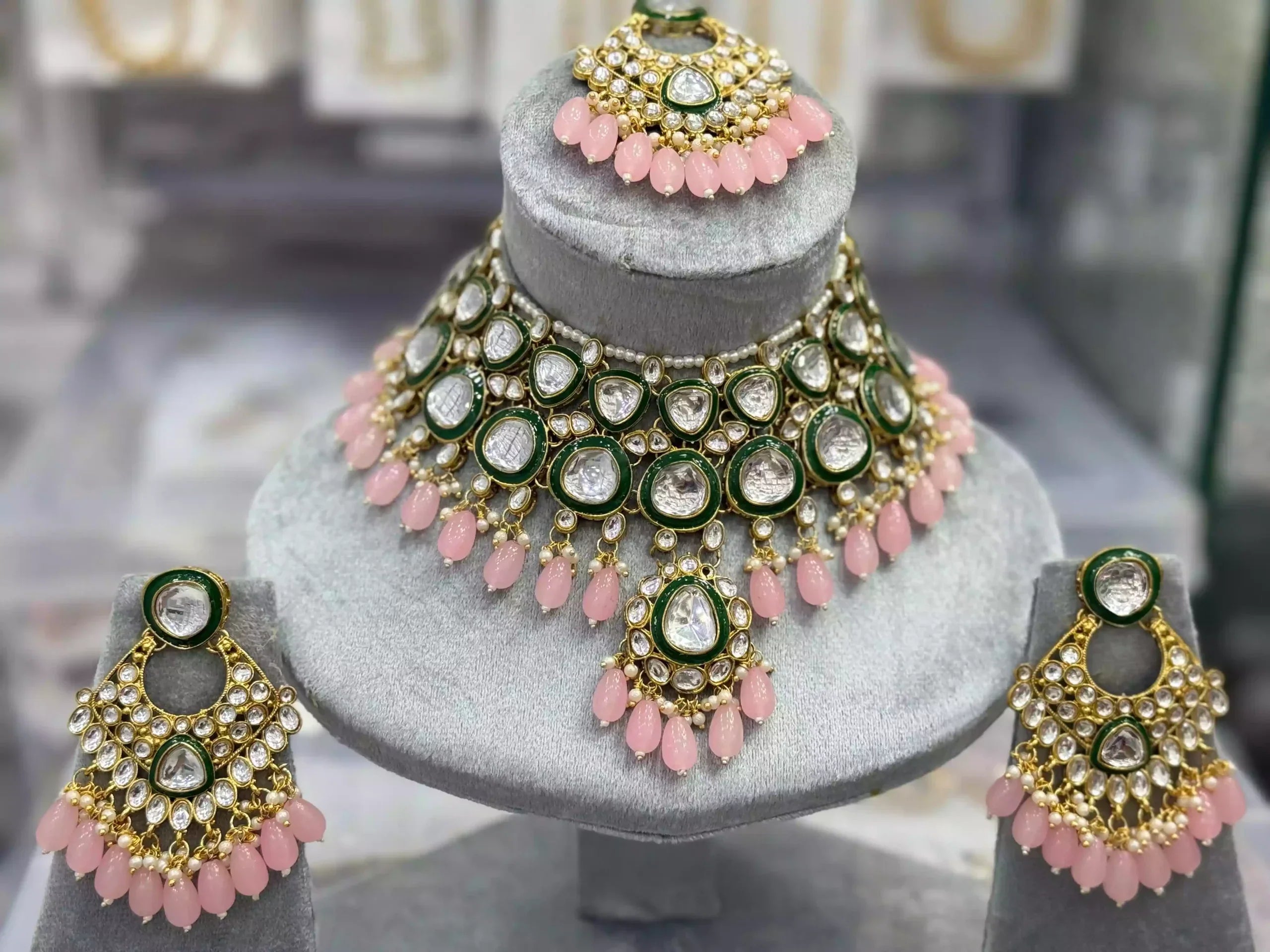 Jaipuri kundan necklace set