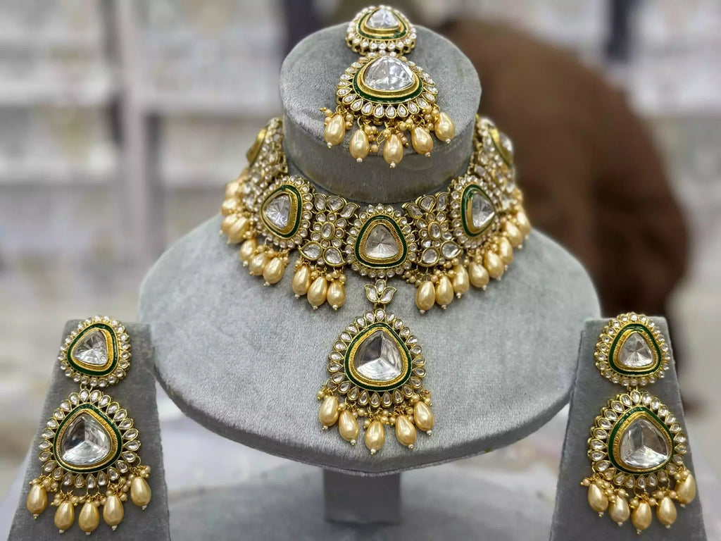 Indian kundan necklace set with teeka