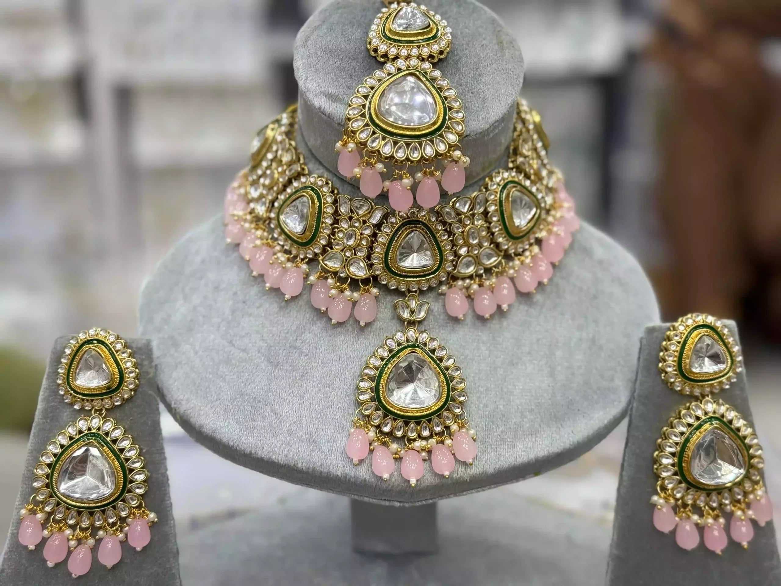 Indian kundan necklace set with teeka