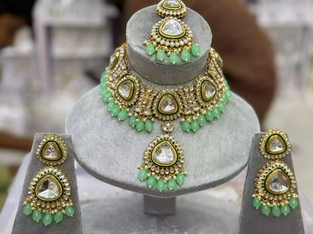 Indian kundan necklace set with teeka