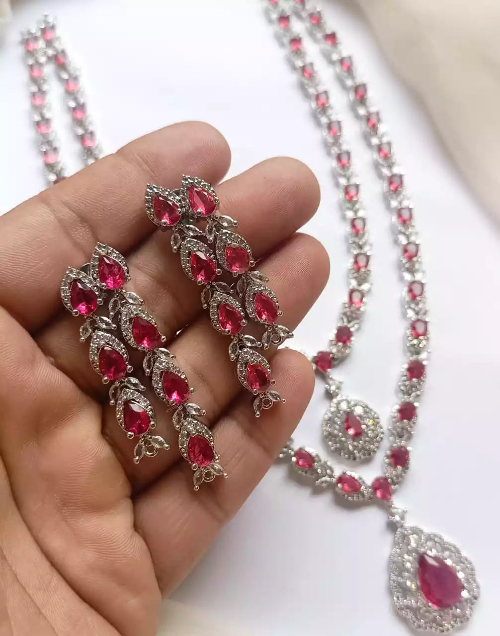 American diamond double layer set
