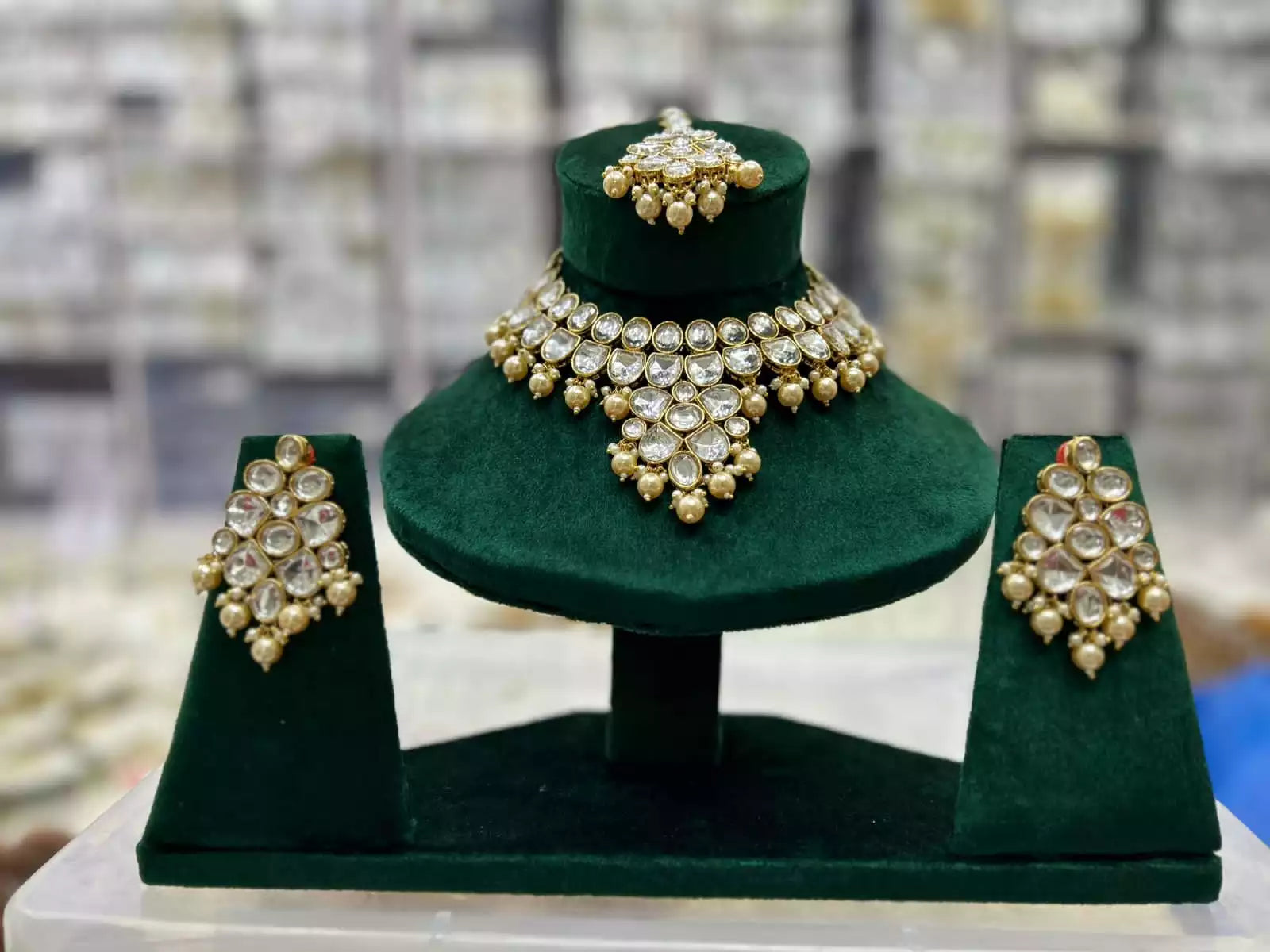 Jaipuri kundan necklace set
