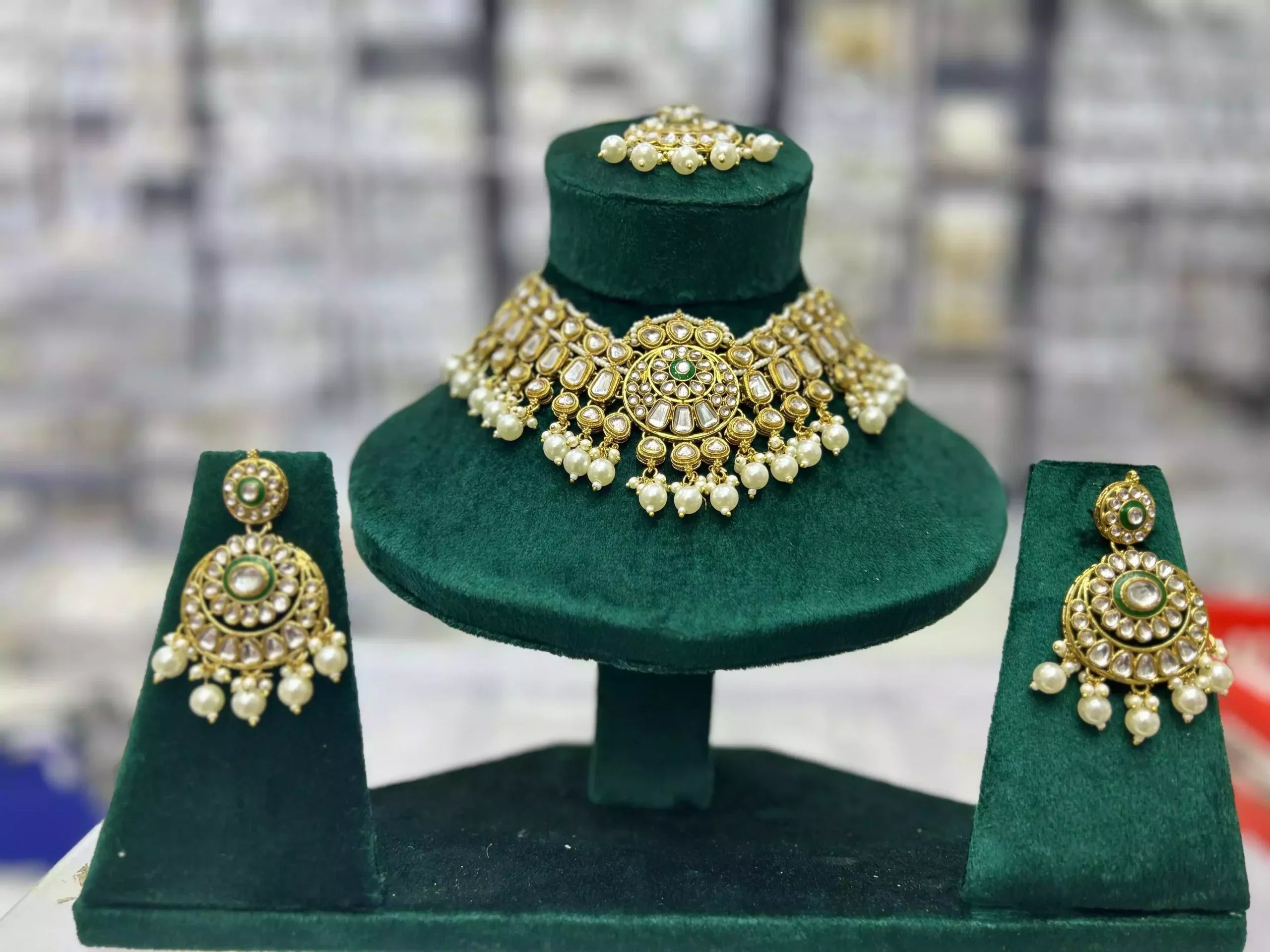Jaipuri kundan necklace set