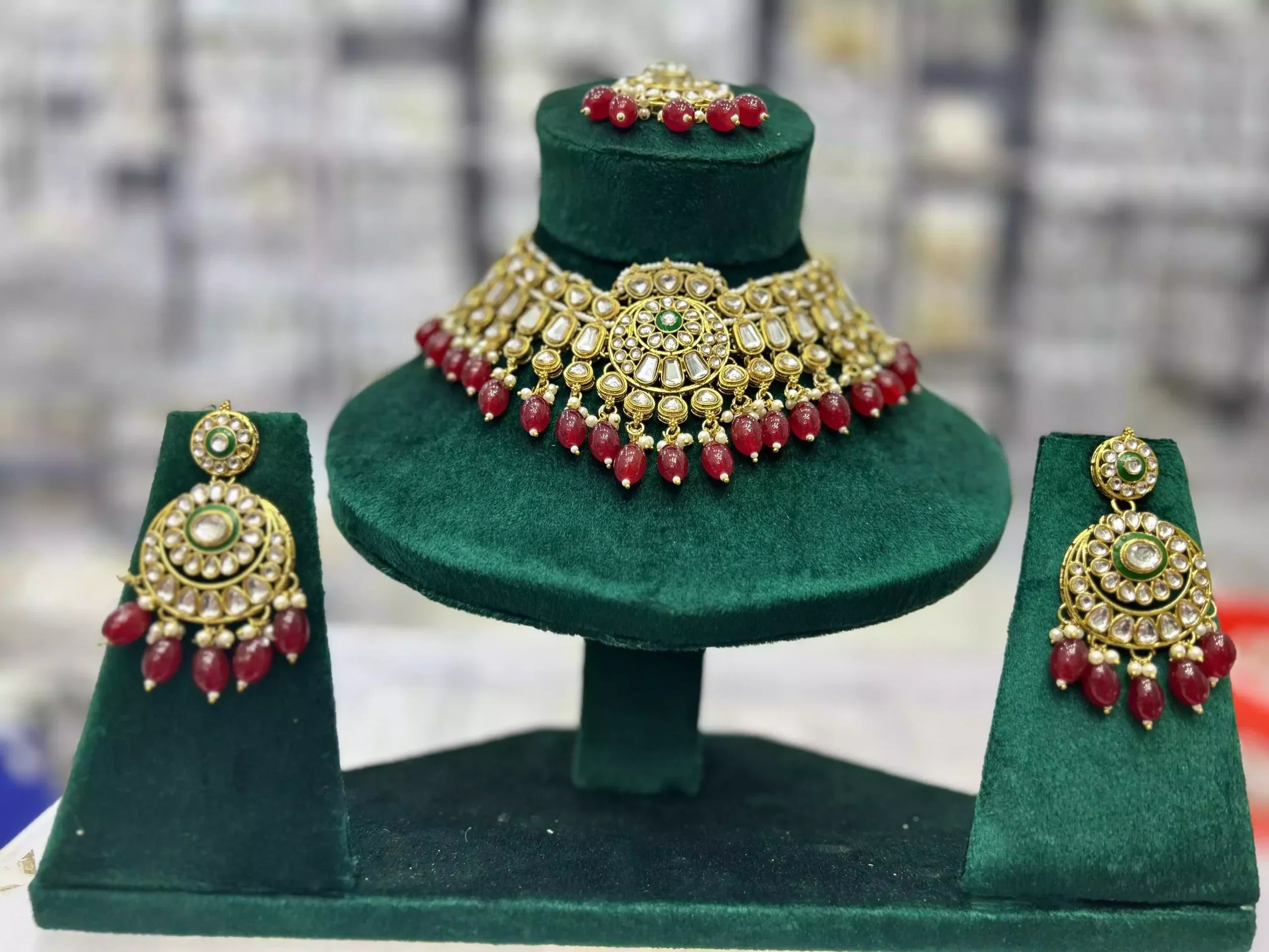 Jaipuri kundan necklace set Main image