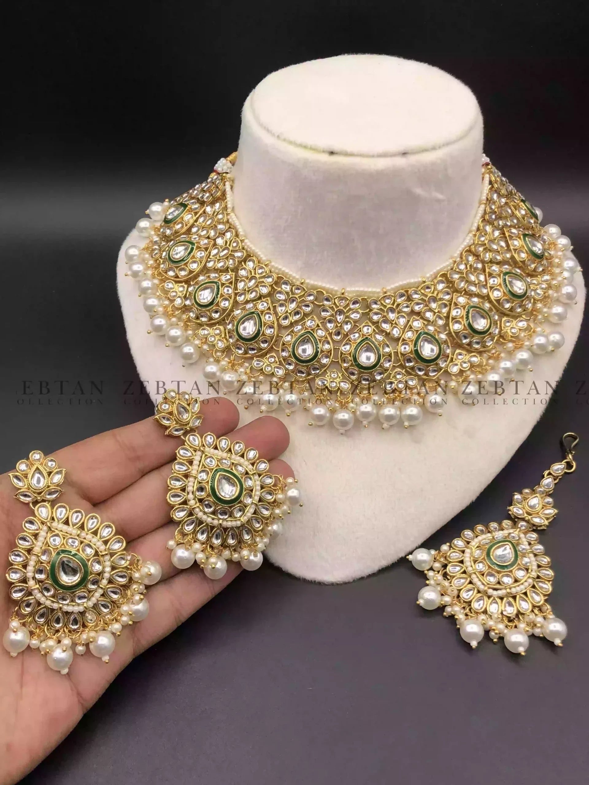 Indian kundan bridal set with teeka Secondary image