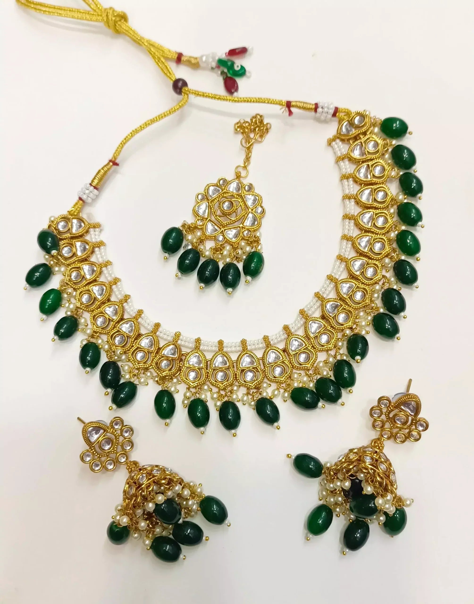 Kundan necklace set with teeka