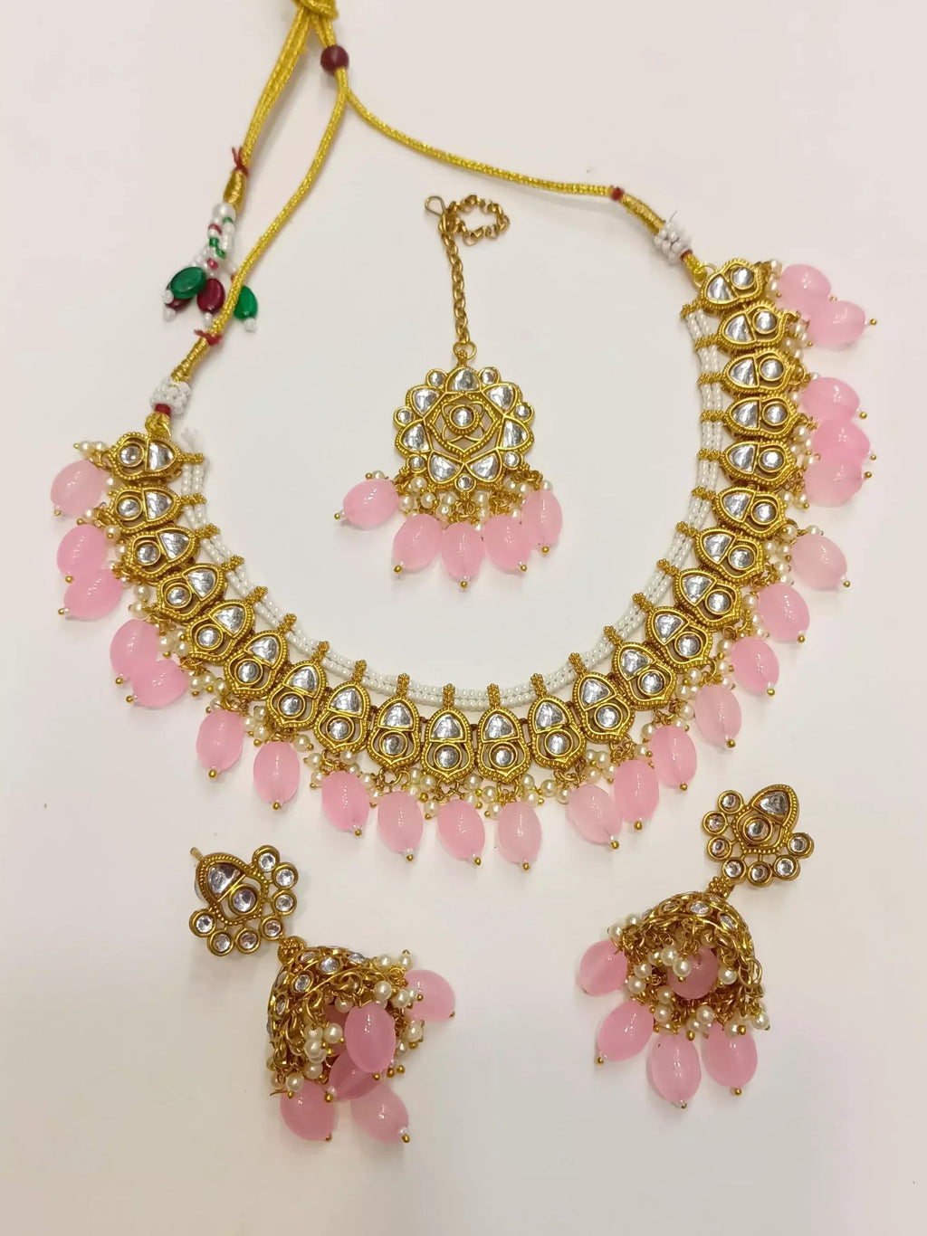 Kundan necklace set with teeka