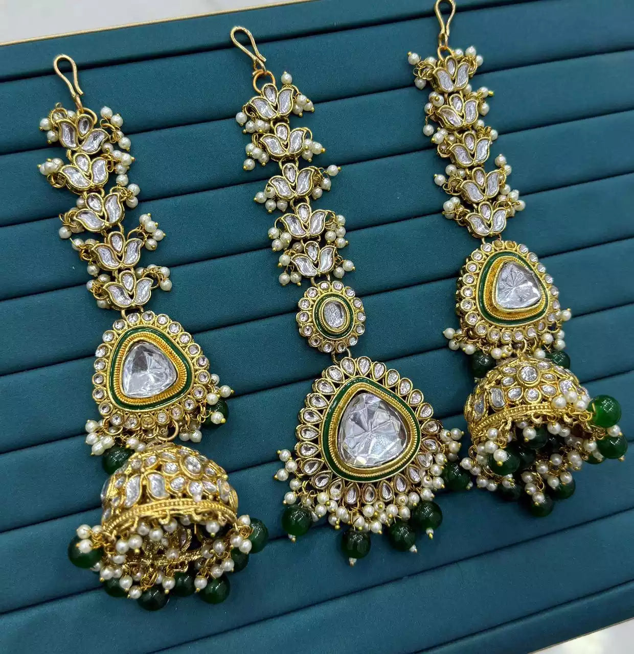 Indian kundan earrings teeka Main image