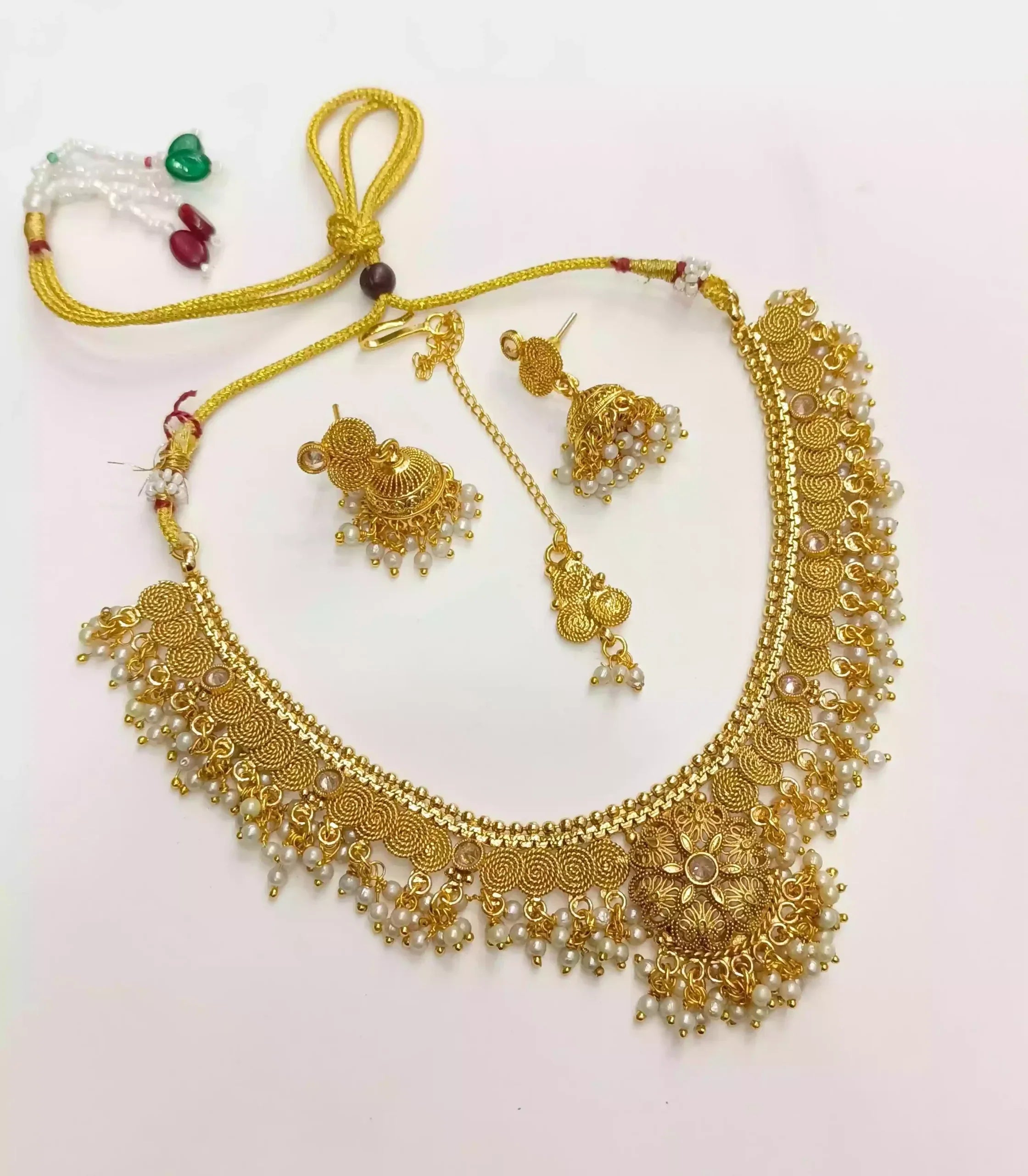 Gold plated rajwari necklace set Main image
