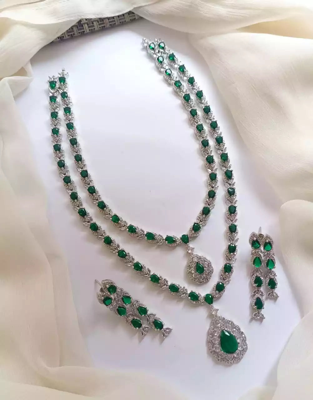 American diamond double layer set Secondary image