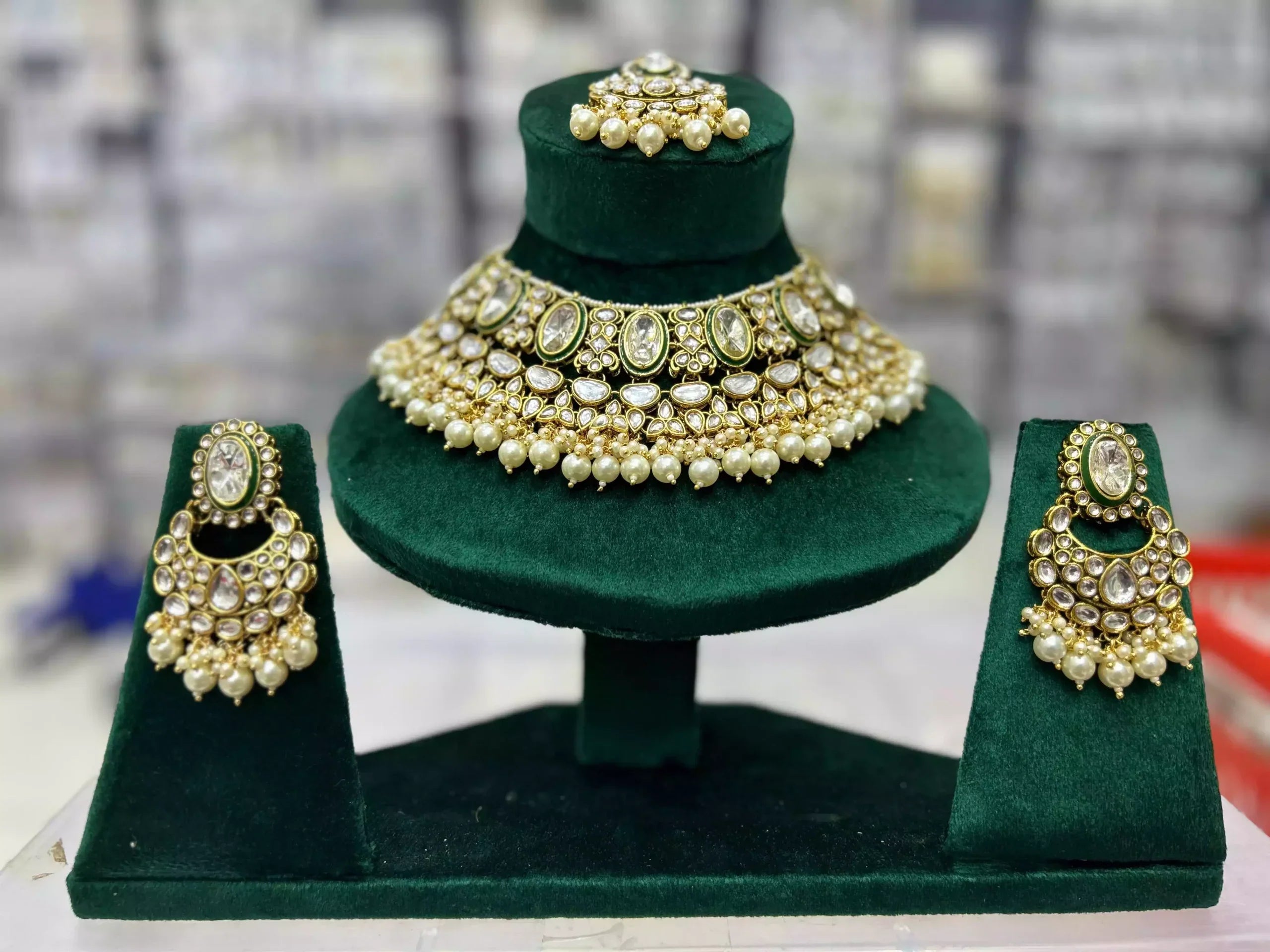 Jaipuri kundan necklace set