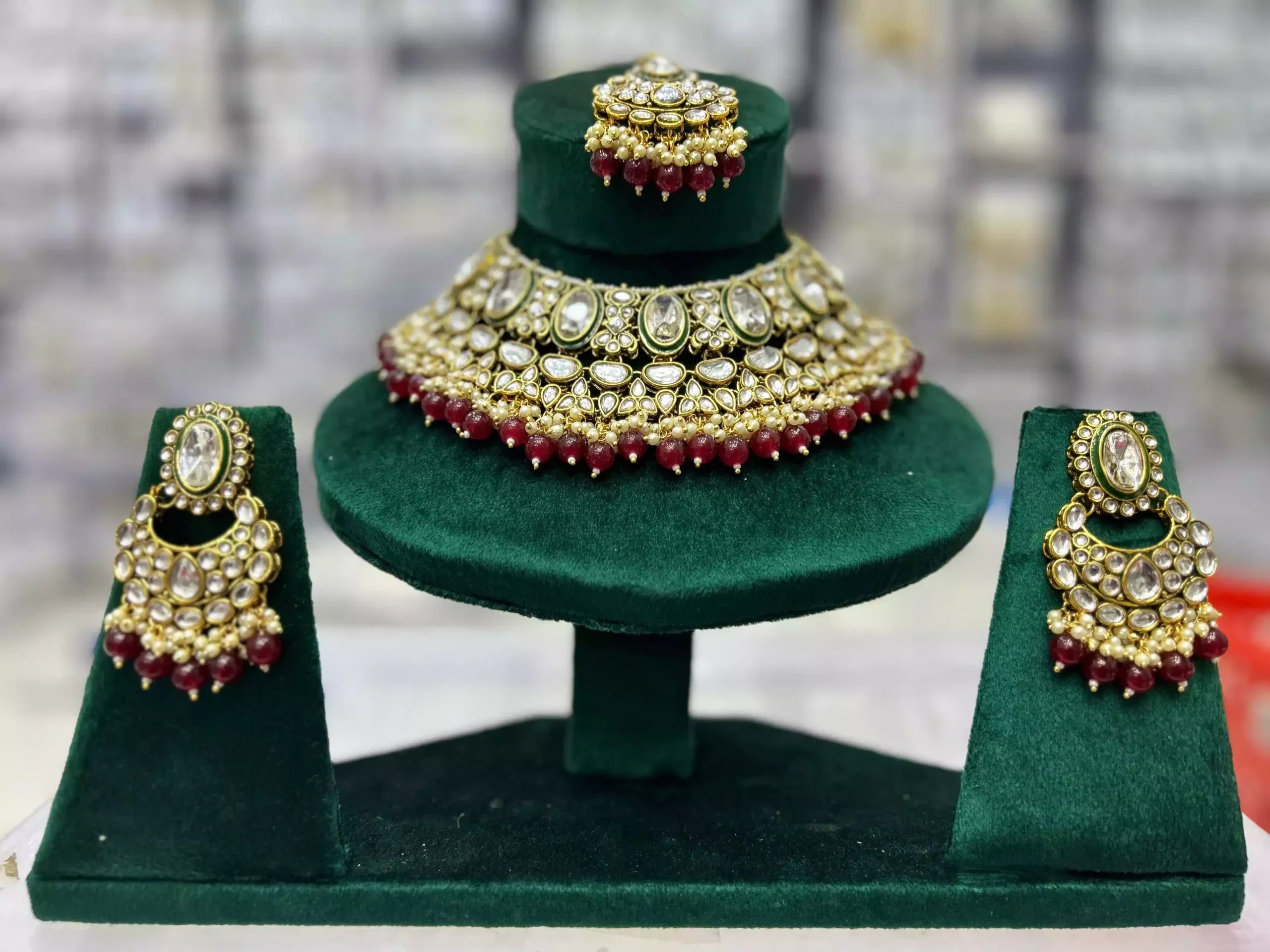 Jaipuri kundan necklace set Main image