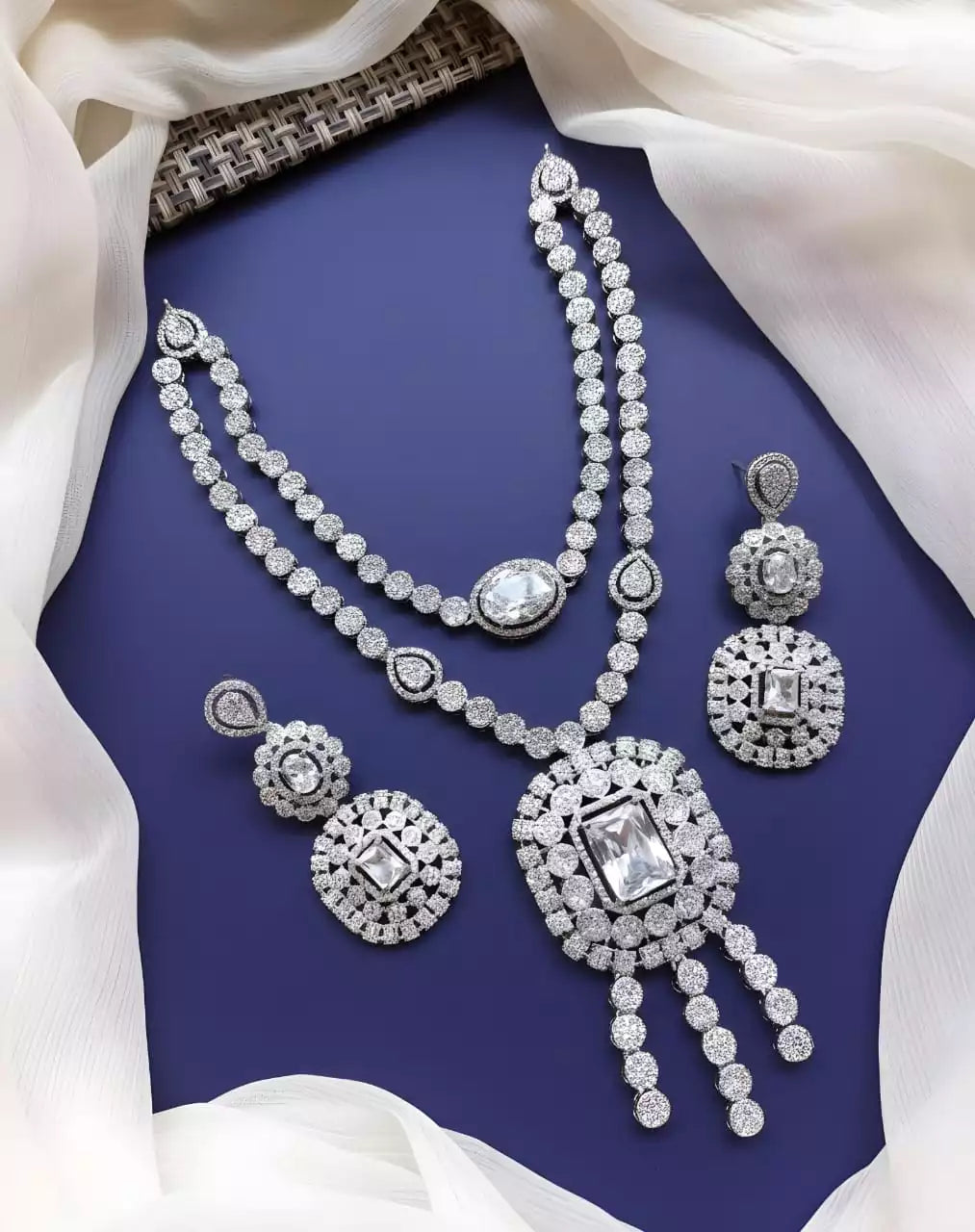American diamond double layer set Secondary image