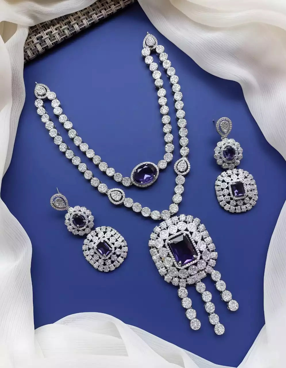 American diamond double layer set Main image