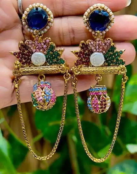 Long kashmiri earrings Main image
