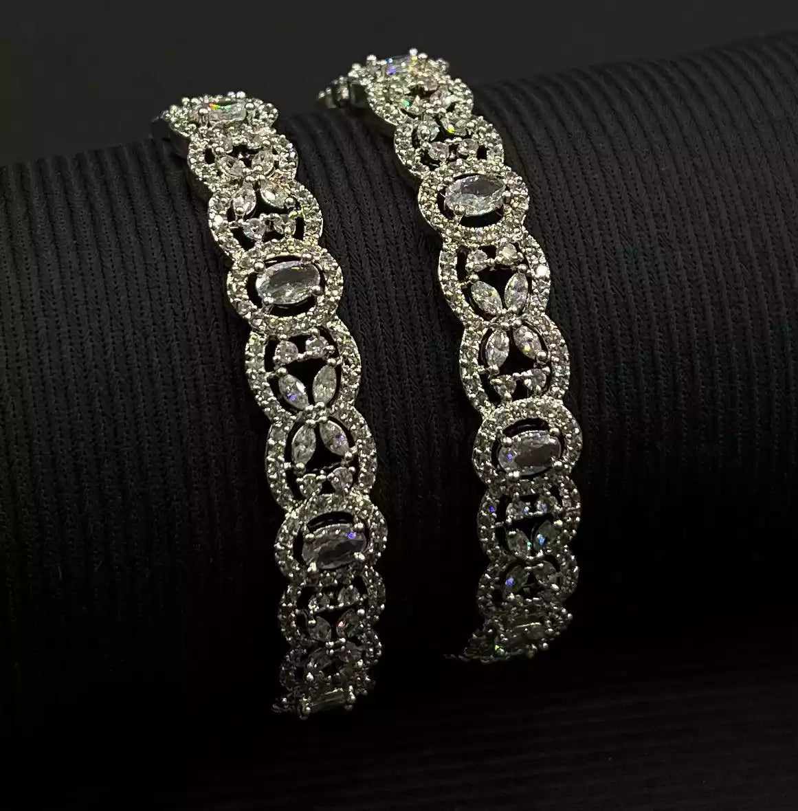 AD zircon openable bangle pair Main image