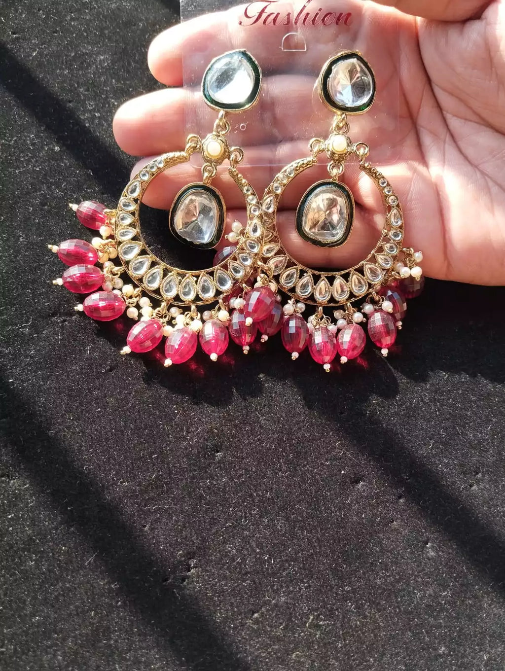 Long kundan earrings