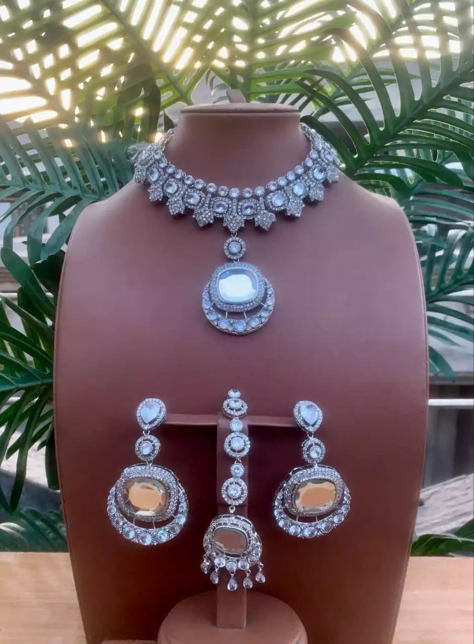Zircon big stone necklace set