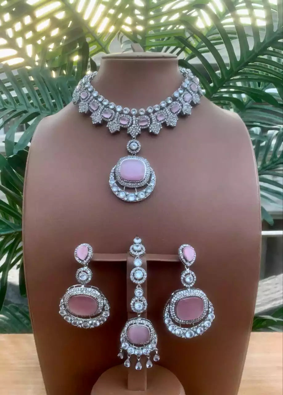 Zircon big stone necklace set