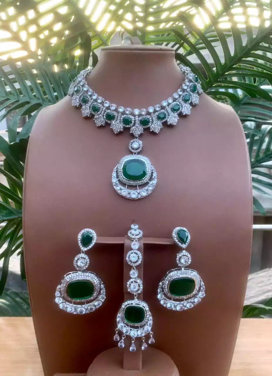 Zircon big stone necklace set