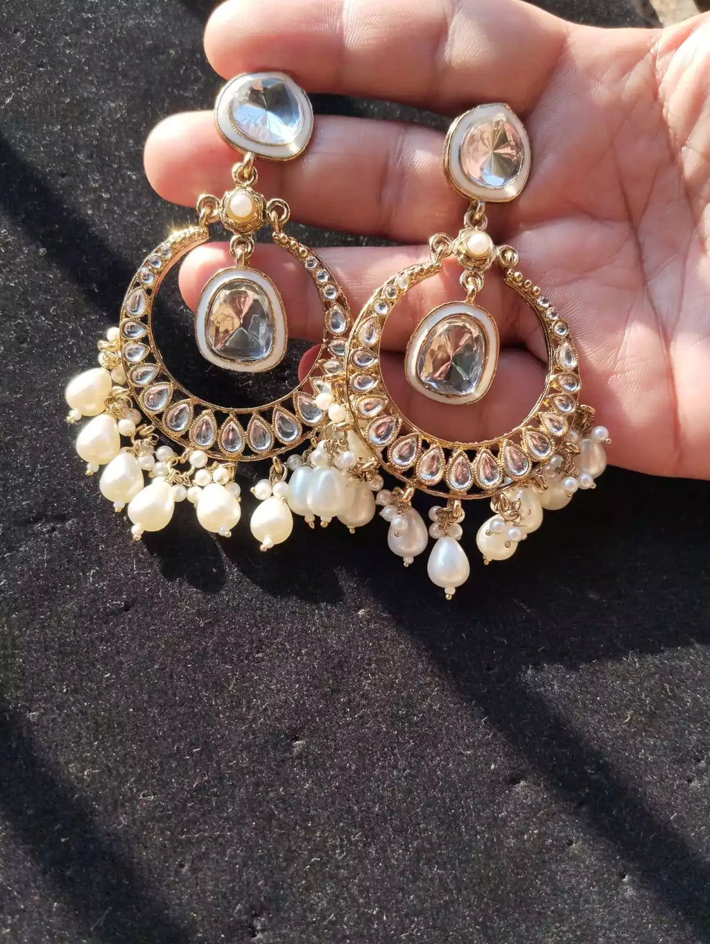 Long kundan earrings