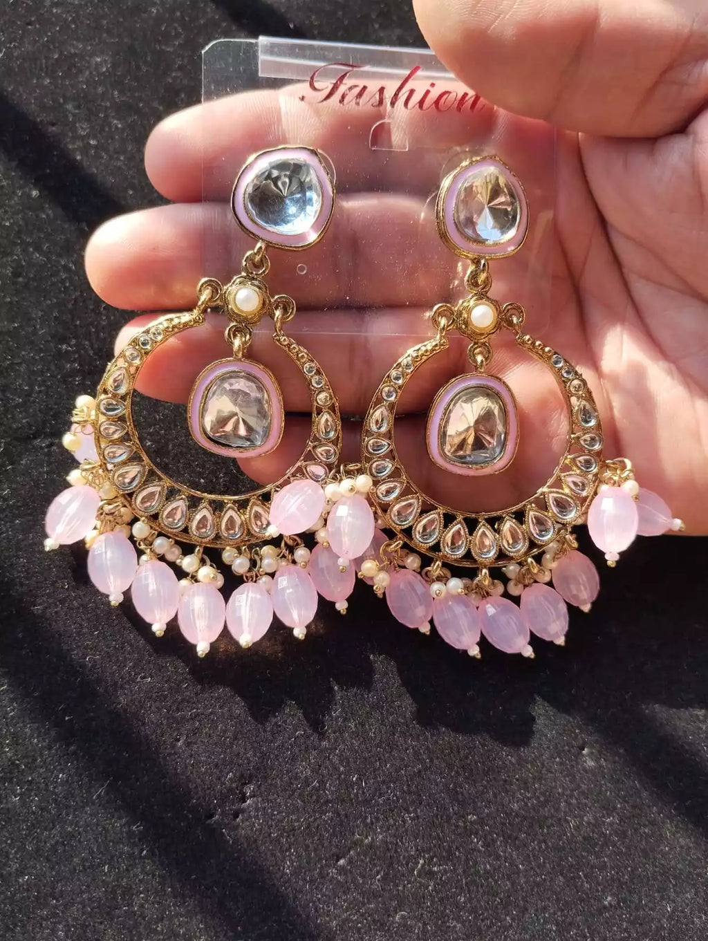 Long kundan earrings