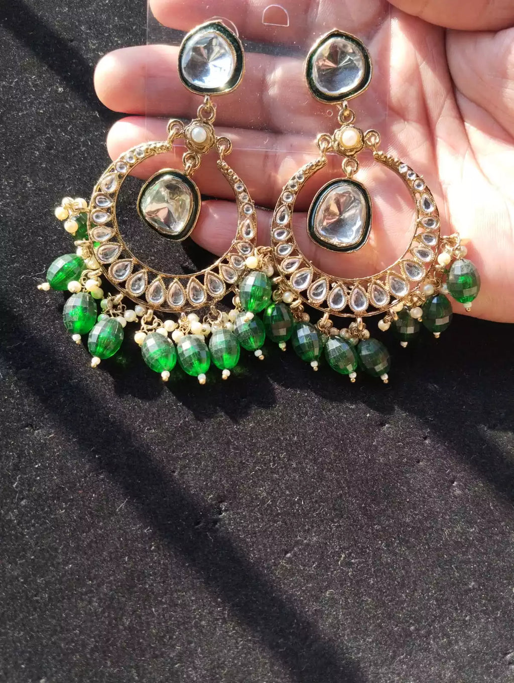 Long kundan earrings