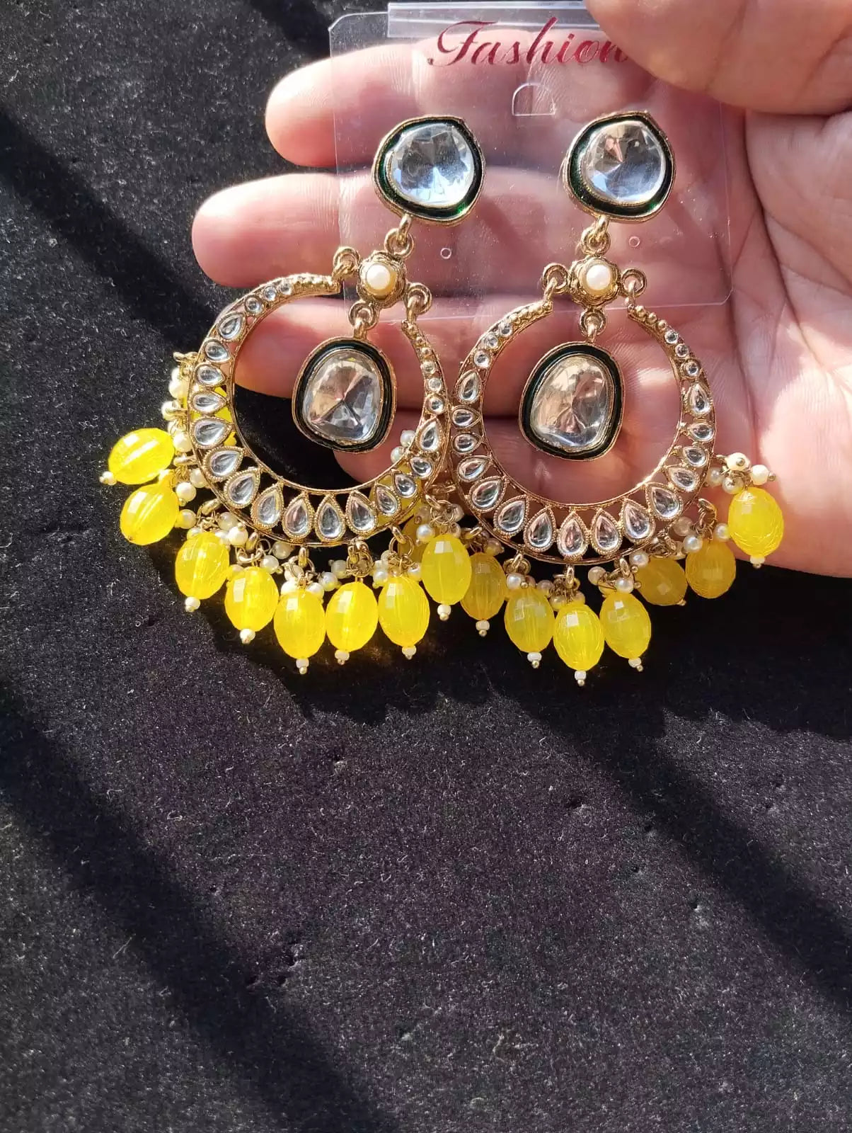 Long kundan earrings